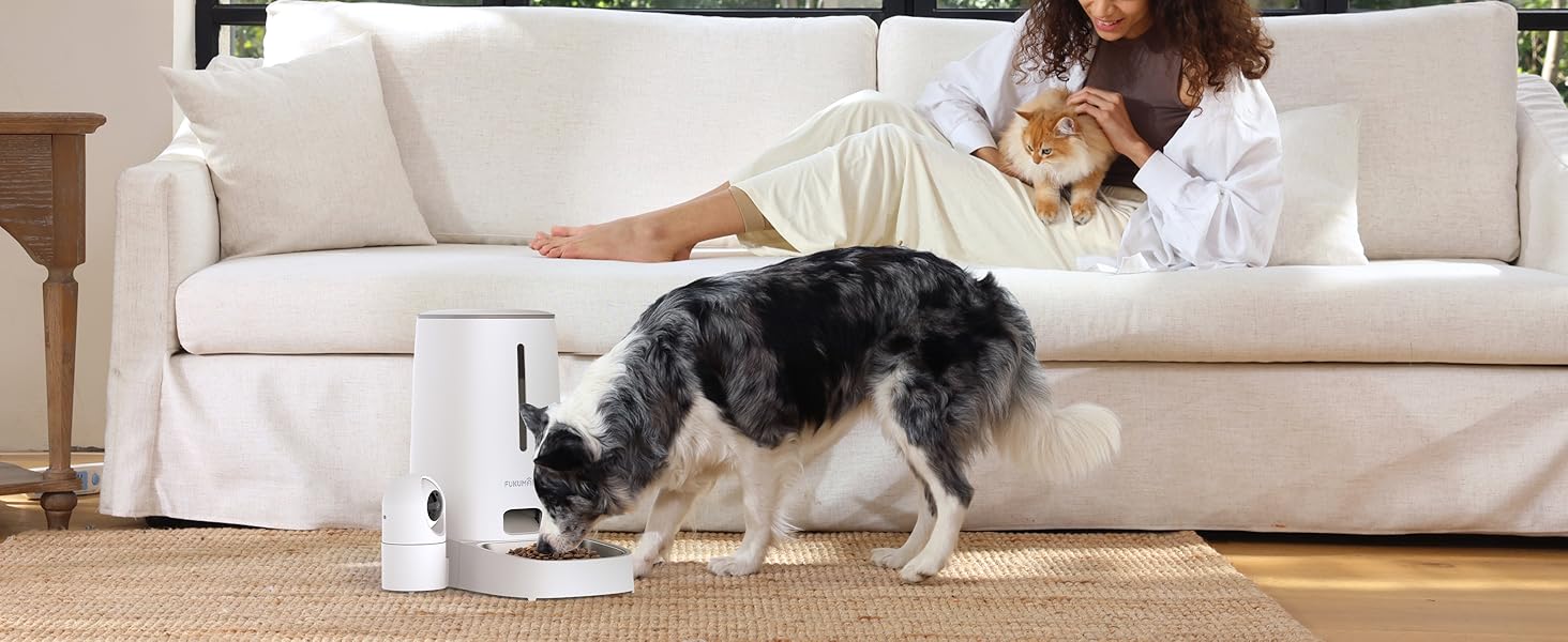 Автоматичний годівниця для котів та собак FUKUMARU з камерою 1080P, WiFi, сенсором рівня корму та нічним баченням