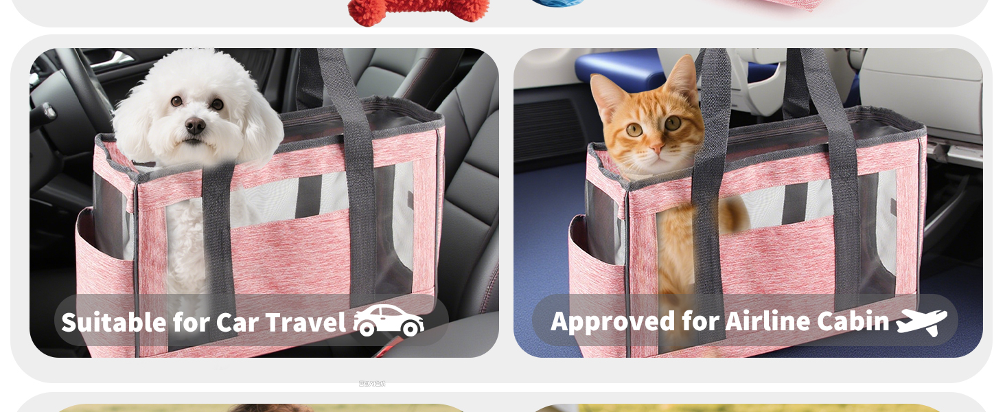 PETCUTE Транспортна сумка для собак та котів, відповідна стандартам авіакомпаній, з регульованим ремінєм, дихаюча переноска для маленьких тварин, сіра