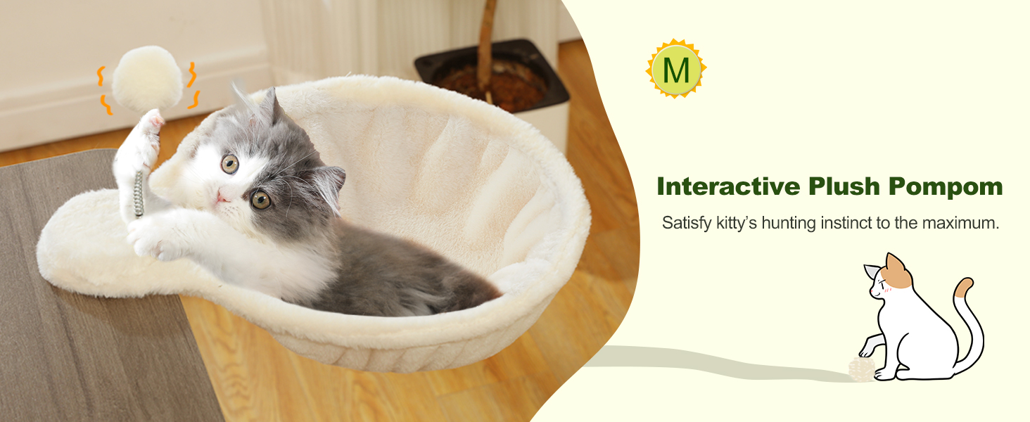 PAWZ Road: Крісло-гамак для кота на стіл, дерев'яне, 360° обертання, регульована висота, для дряпання, до 23 кг (Бежевий, Кругле)