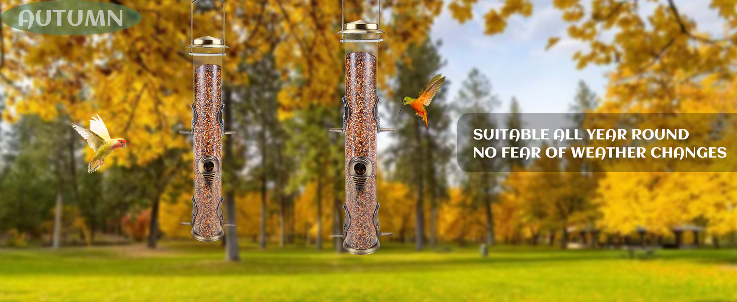 Годівниця для птахів Mixxidea з металевої труби для вулиці, 6 портів, підвісна годівниця для диких птахів