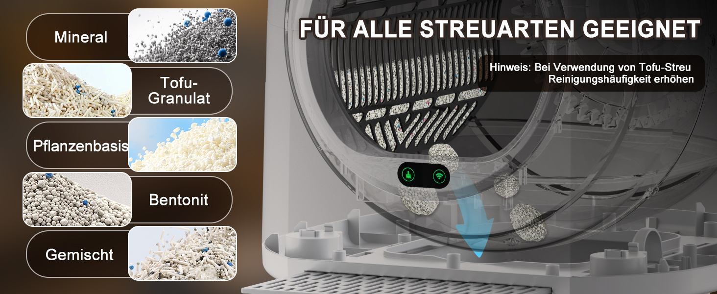 Автоматичний лоток для котів 90л з самоочищенням, контролем запаху, керуванням через додаток та 10 датчиками безпеки. Підходить для кількох котів, білий