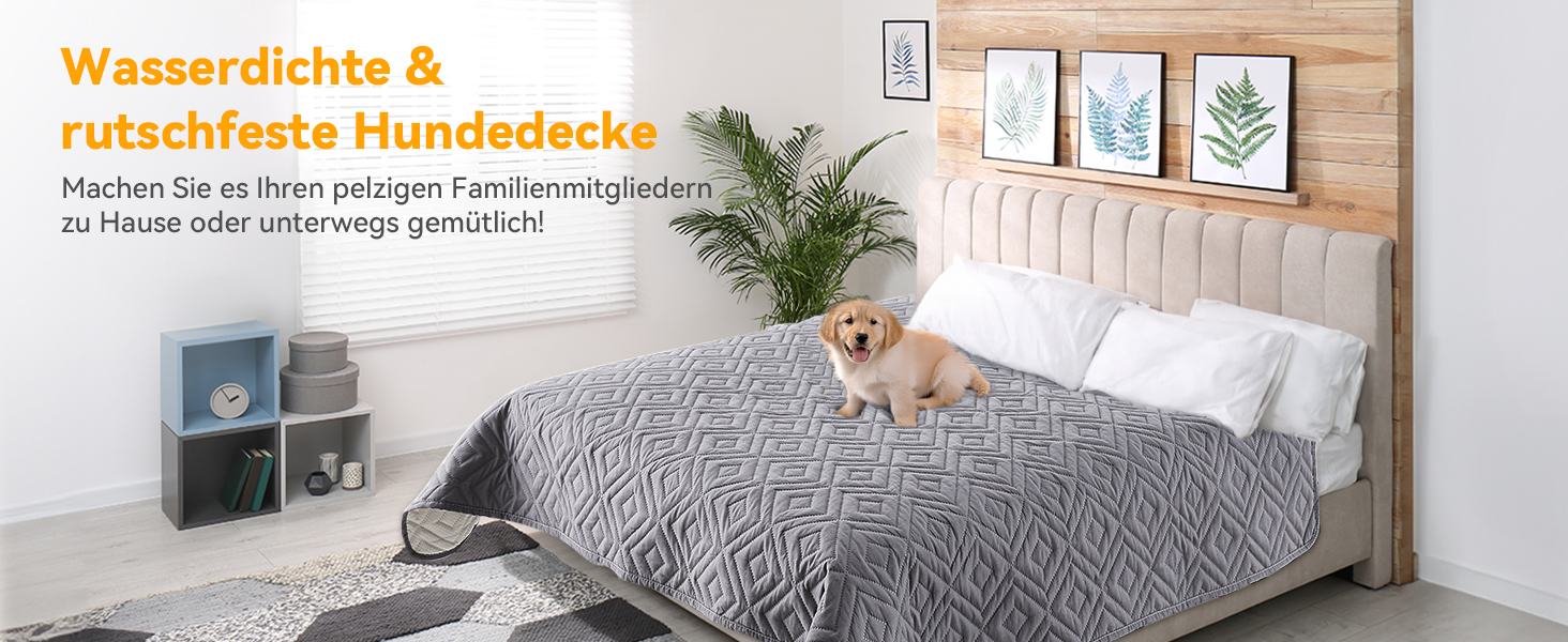 Водонепроникний килимок для собак, антиковзкий та пральний, ковдра для собак та котів, захисна ковдра від шерсті та подряпин для дивану, ліжка, автокрісла (Сірий, 127x152 см)