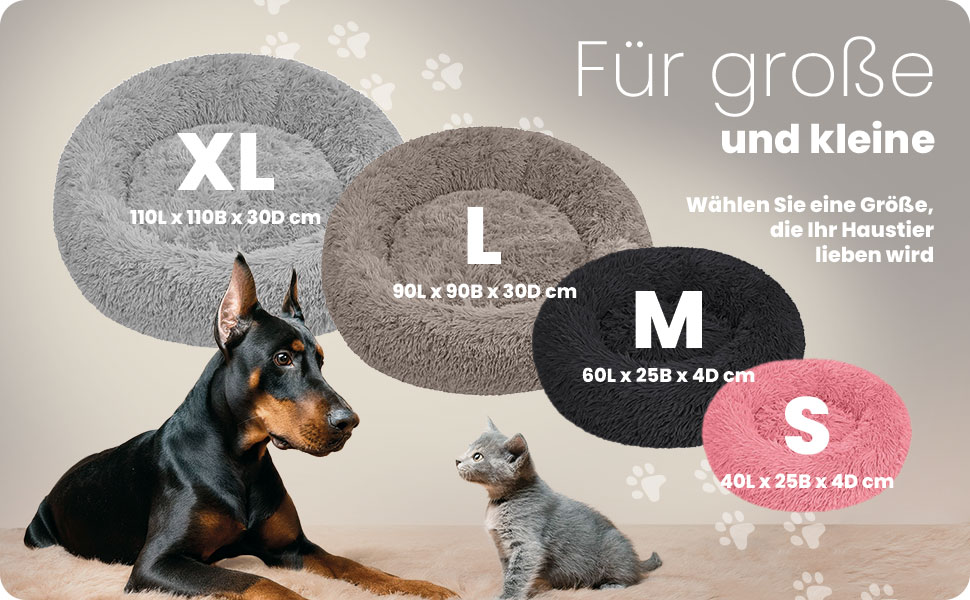 Кругле собаче ліжко для собак та котів 60 см - М'яке, пухнасте ліжко з високими бортиками - Нековзний низ - Силіконова наповнювач для комфорту та тепла - Легке у догляді - Рожеве