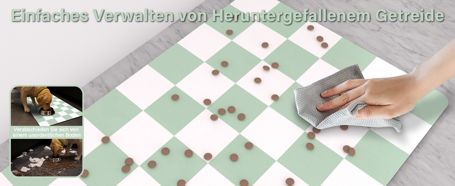 Килимок для годівлі котів та собак BLESWIN - антиковзаюча підстилка під миски, чорно-білий, 51x30,5 см