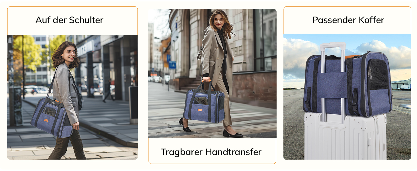 Транспортна переноска для котів та цуценят Morpilot до 7 кг, переноска для тварин з безпечними застібками, складна миска, підходить для візитів до ветеринара, авто та літака