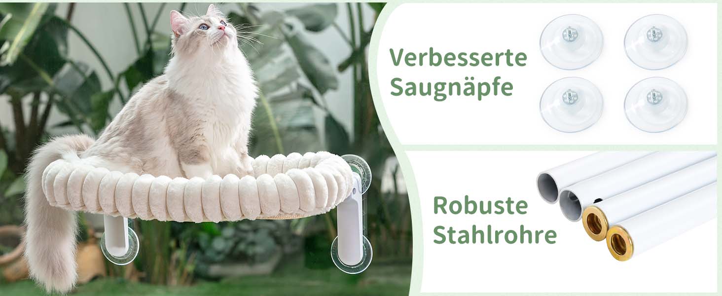 Ліжко для котів GUUSII HOME на вікно, розкладне, м'який плюш, 54*30 см (білий, M), 4 присоски, миється