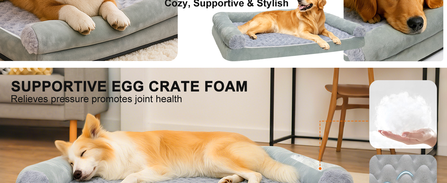 Ортопедичне ліжко для собак 90x65x18 см, сірого кольору - зручне собаче ліжко з бортиками, м'який дизайн з рожевими квітами, знімний та пральний чохол, неслизьке та водонепроникне покриття, підходить для собак середніх розмірів (L 90 x W 60 x H 18 см)