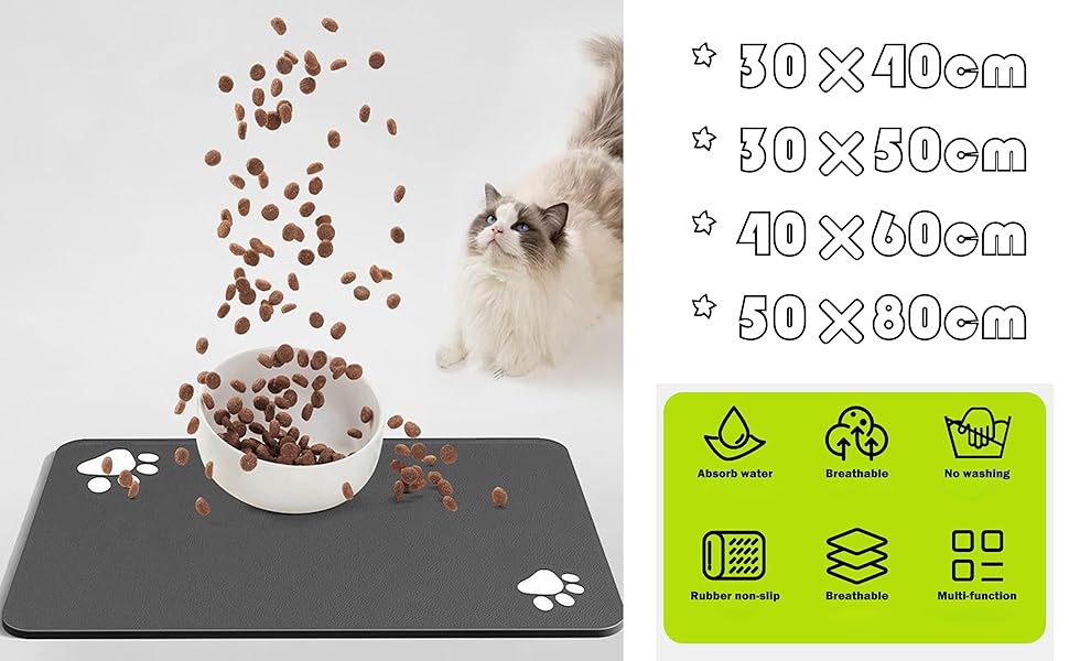 Підкладка під миску для собак GIBZ, силіконова, водовідштовхувальна, 50x80 см, сіра