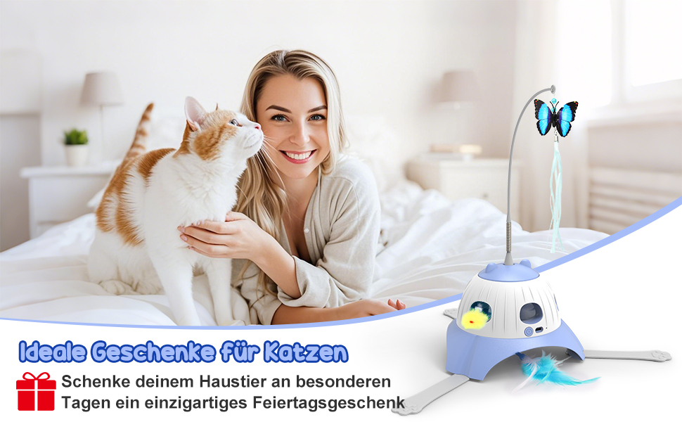 Інтерактивна іграшка для котів FUGODIWI, електрична, 3-в-1, Whack-a-Mole, з USB-зарядкою (блакитна)