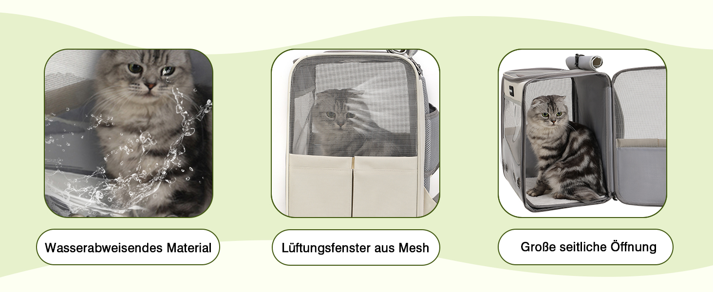 Рюкзак для котів великих порід ALLSOPETS, складаний рюкзак для собак та котів, дихаюча переноска для подорожей, прогулянок та походів (димно-зелений)