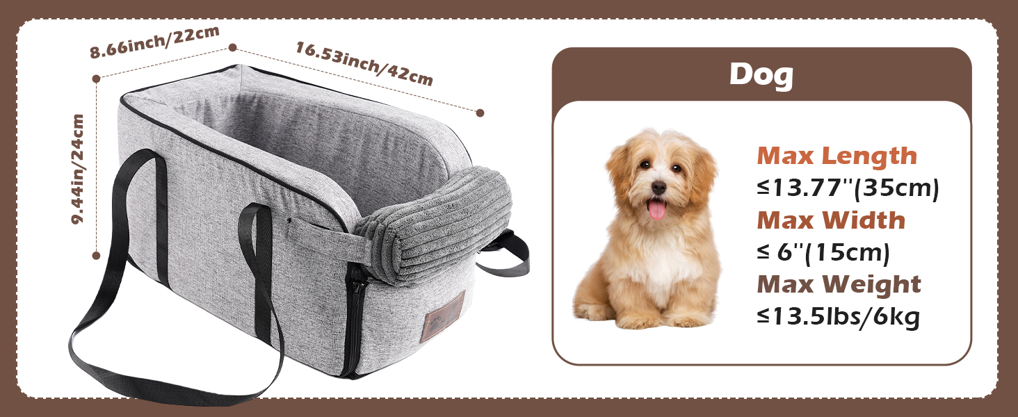 Автокрісло для собак та котів на середню консоль, стабільне, з ременем, знімний, миючий, для собак та котів до 6 кг (замша)