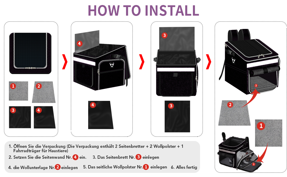 Сумка на велосипед для тварин, рюкзак для собак та котів з сіткою, складана переноска для малих та середніх собак та котів до 6 кг (Чорний)