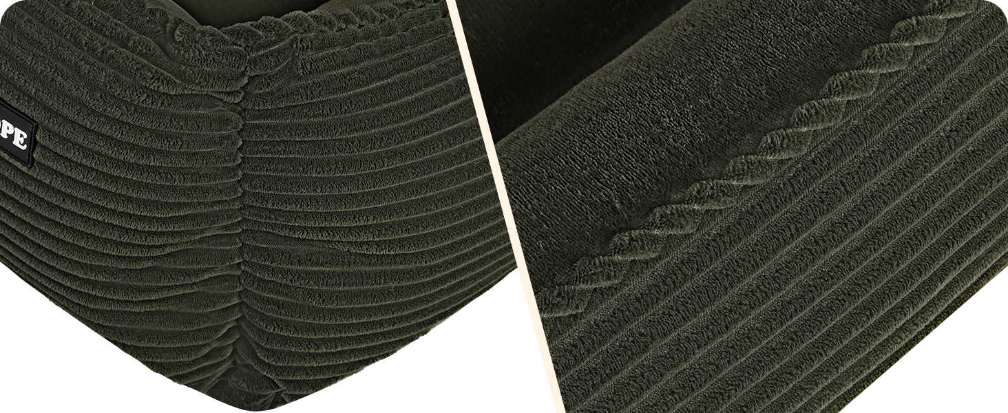 Килимок для собак, лежанка для собак з тканини Cord, S/M/L, неслизький, знімний та пральний, м'який та дихаючий, 110 x 85 x 27 см (L 90 x B 75 x H 25 см, оливковий)