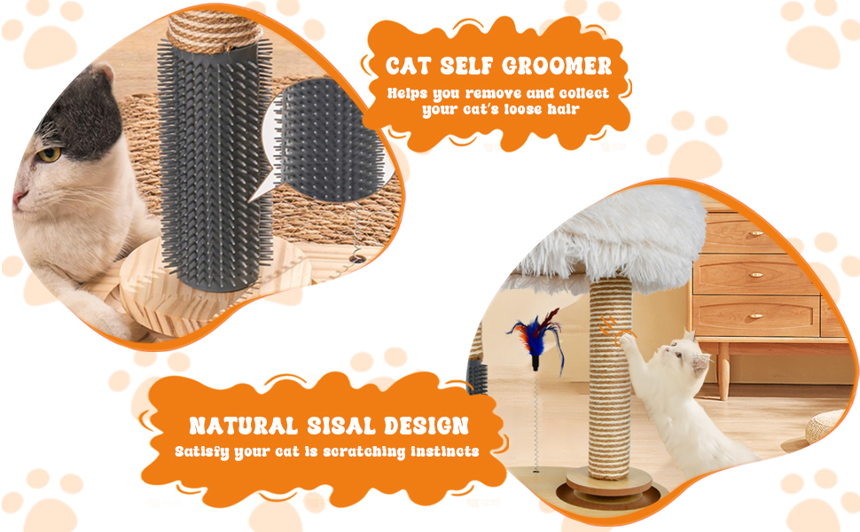 Кігтеточка-гойдалка для котів з платформою, сизаль, зручне ліжко з штучного хутра, іграшки для котів (2 м'яти, 4 дерев'яні, 1 інтерактивна джура), 5 шт.