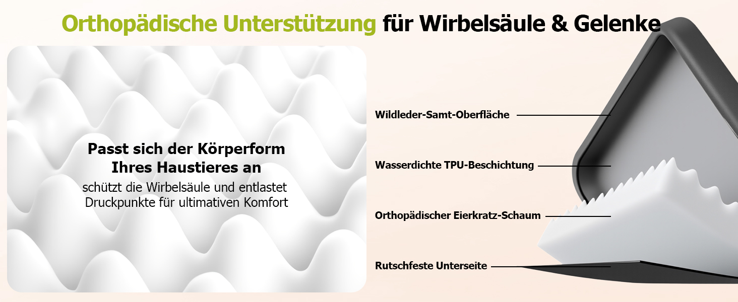 Ортопедичне собаче ліжко з миючим чохлом, водонепроникне собаче ліжко з піною з пам'яті та знімним підголовником для підтримки голови та суглобів, неслизьке собаче ліжко для середніх та великих собак XL: 106 x 76 x 22 см, сірий