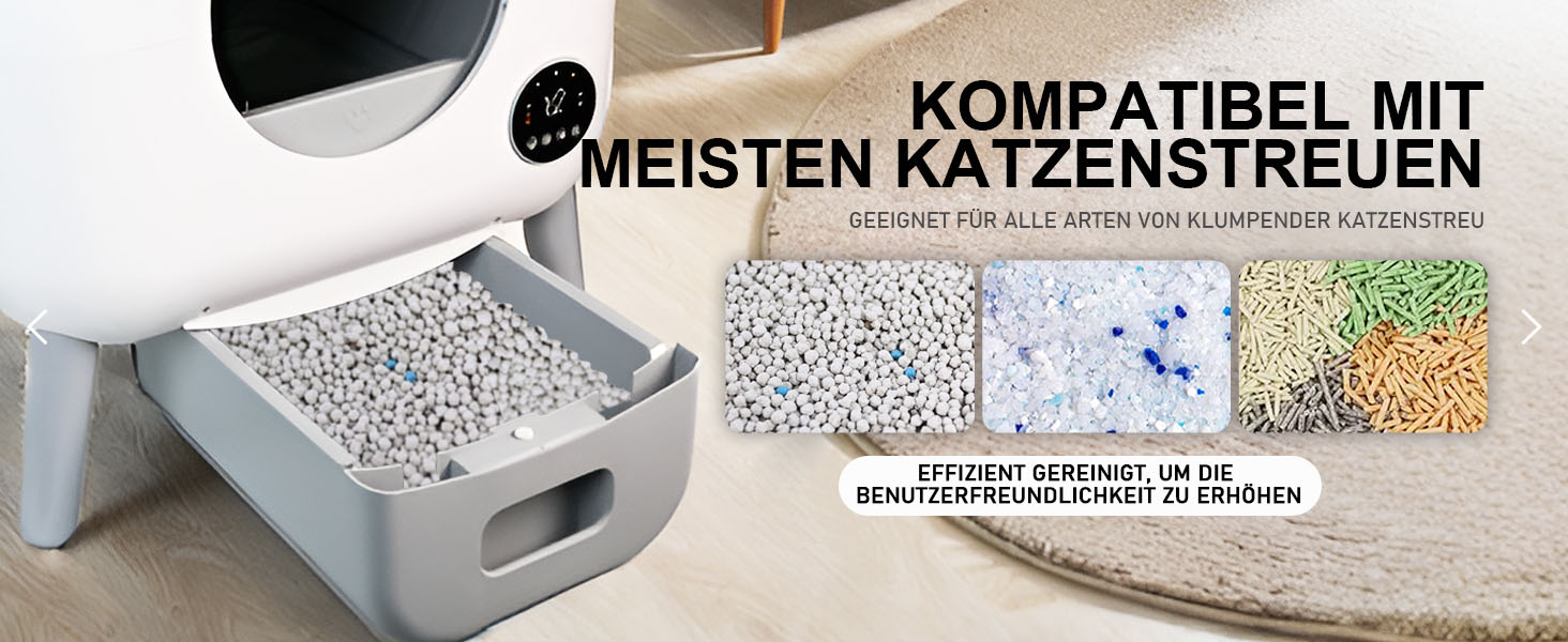 Автоматичний лоток для котів з самоочищенням, 100л, з керуванням через додаток, захист від защемлення, знімний контейнер для сміття, для кількох котів