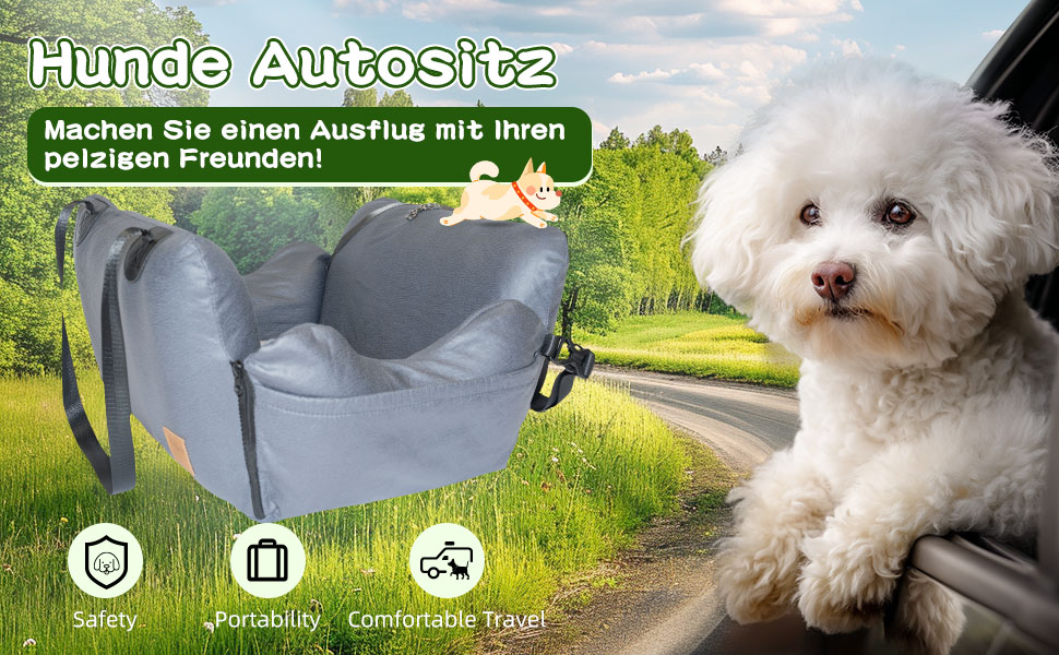 Автомобільний лежак для собак, знімний Airbag, сірий, водонепроникний, для собак до 15 кг, технічна тканина