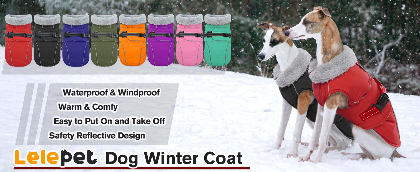 Тепла куртка для собак Lelepet: флісова підкладка, захист від вітру та води, для великих собак (L, Червоний)