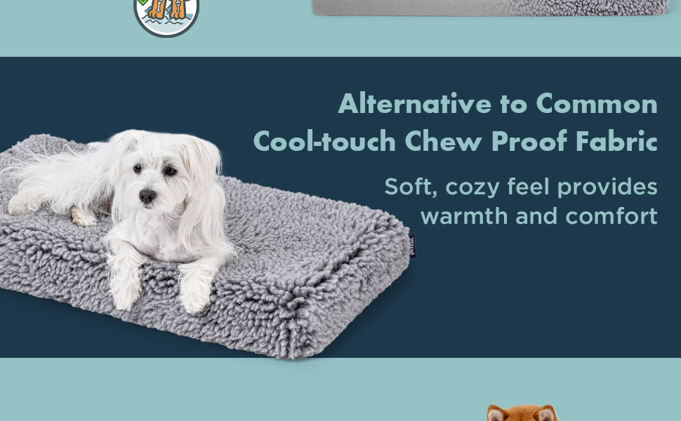 Лежанка для собак Stoutwool 10см, стійка до кусання, ортопедична, для маленьких порід, 58x41x10см, сіра