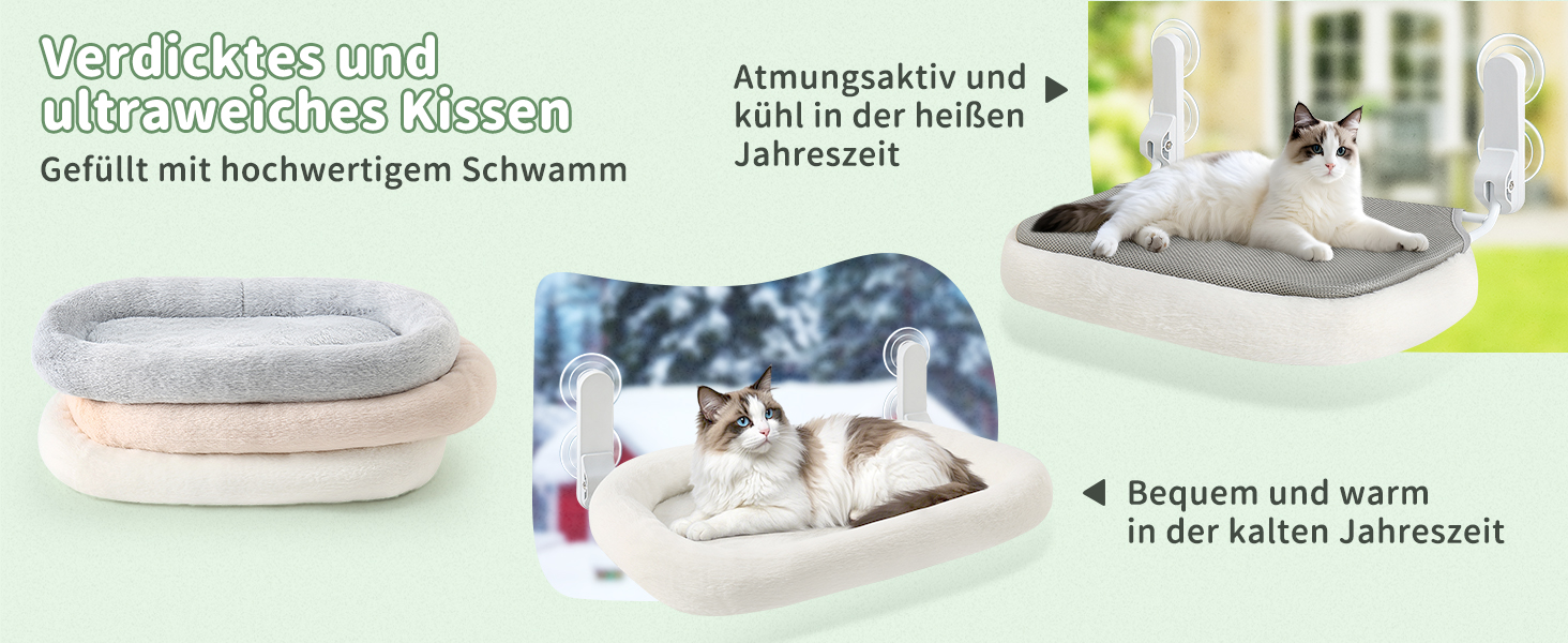 Кішка лежанка на вікно GUUSII HOME: розкладна, з 4 присосками, біла