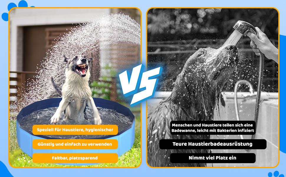 Складний басейн для собак CACSPS, 221 x 30,5 см, дитячий басейн з жорсткого пластику, неслизька ванна для собак на вулиці, задній двір, складний басейн для собак, дітей, домашніх тварин (Актуалізований, блакитний, 120 см)