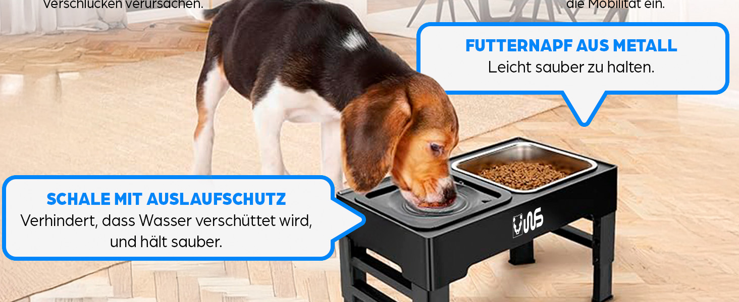 Підвищена годівниця для собак 2-в-1 з регулюванням – годівниця та миска для води без обливання, чорна. BWL-PSA-ADJ-2IN1-BLK