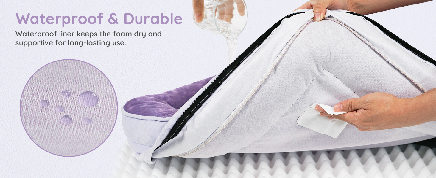 Ортопедичне ліжко для собак BELLA & PAL, 71x59 см, фіолетове. Зручне ліжко-софа для маленьких та середніх собак. Без монтажу, з ефектом пам'яті, водовідштовхувальна вставка, фланелевий знімний чохол, неслизьке дно.