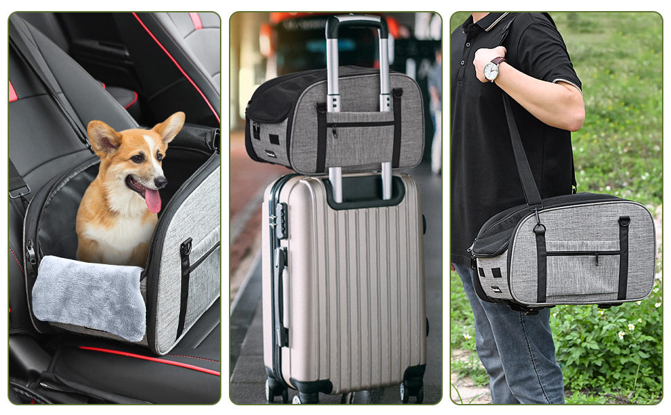 Автокрісло для собак Petzauber – зручне та безпечне автокрісло для маленьких та середніх собак, сірого кольору