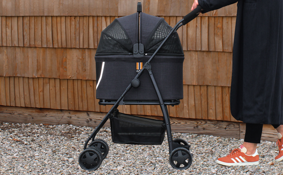 Візок для собак MY DUQUE Coco 2-в-1: візок для тварин до 15 кг з кошиком для аксесуарів | Складний, з сучасним дизайном та маневреними колесами