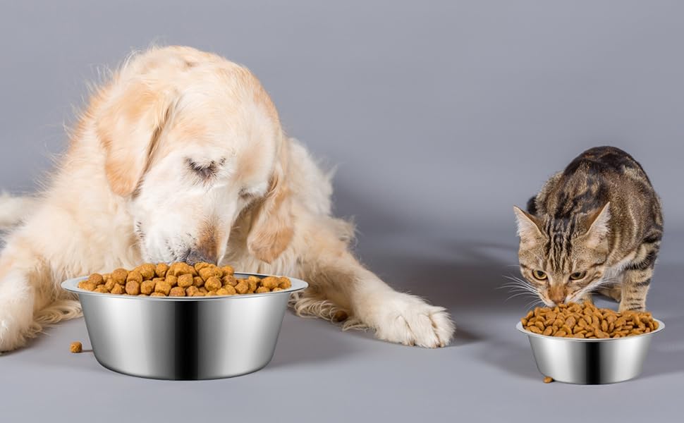 Набір мисок для собак з нержавіючої сталі, 6 шт. Великі, середні та малі миски для корму та води для собак, 900 мл, складані