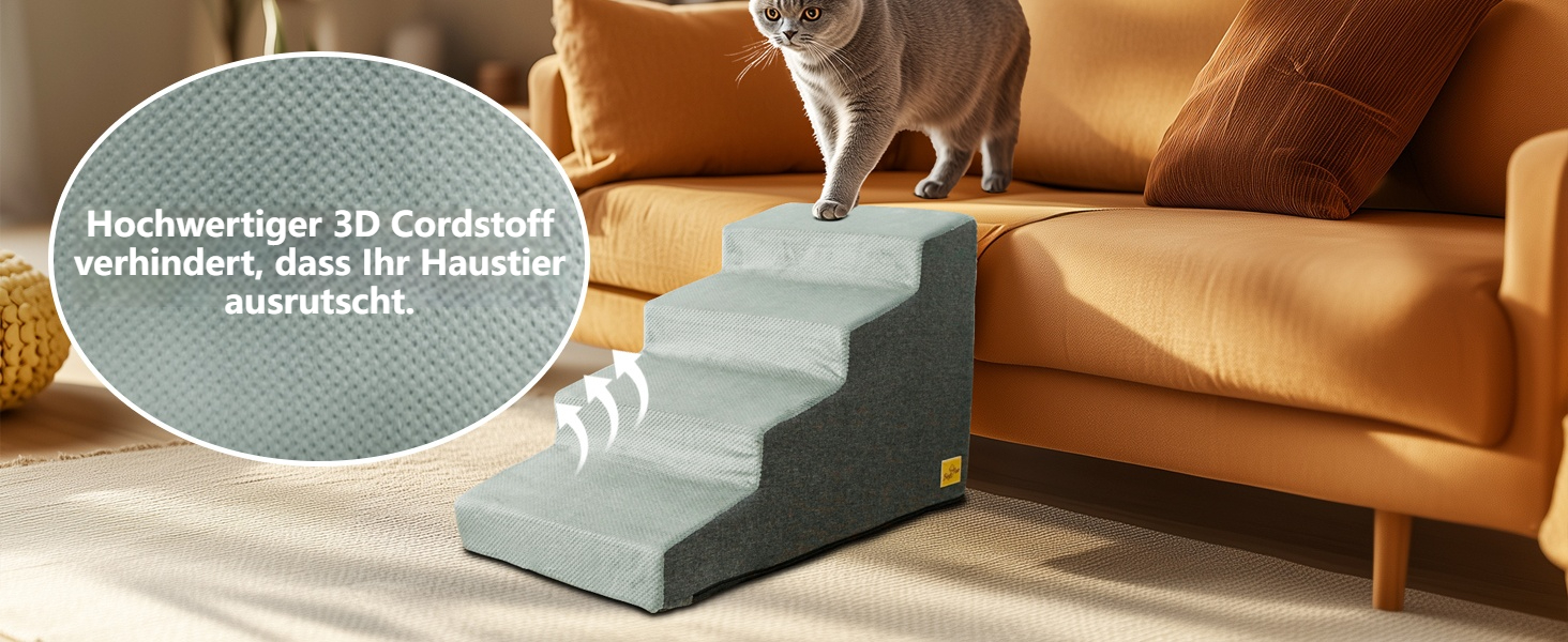 Сходинка для собак BingoPaw з 4 ступенями, 50 см, для ліжка та дивана, знімний чохол, антиковзаюче покриття, 72x40x50 см