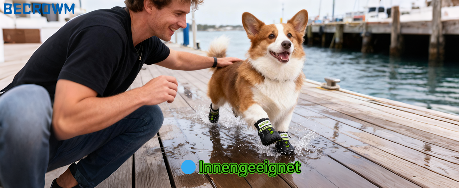 Водонепроникні антиковзні собачі чоботи з відбивачами, для дощу/снігу/бруду та прогулянок на природі, підходять для собак від маленьких до великих (Чорний, #1 (ширина 4,7 см) для 6,8–10 кг)