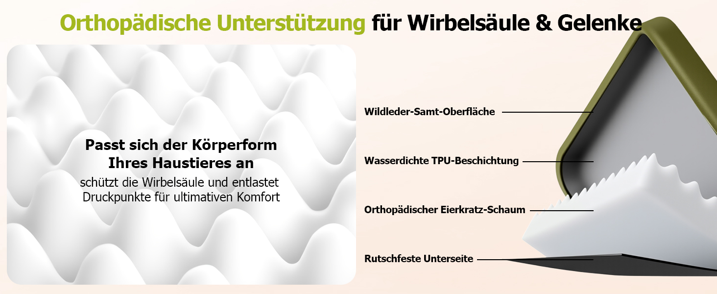 Ортопедичне ліжко для собак з пральним покриттям, водонепроникне подушка для собак з піною з пам'яті та знімний підголівник для підтримки голови та суглобів, неслизьке дно для середніх та великих собак, розмір: 89 x 56 x 20 см, помаранчеве