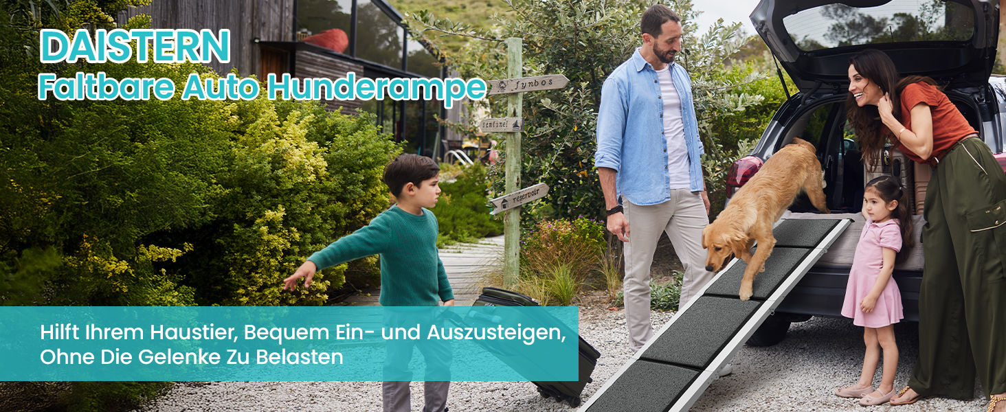 Рампа для собак DAISTERN від BSWAY, 170 x 44 см, складана, з м'яким килимом, алюмінієвий каркас з порошковим покриттям, для собак середніх та великих порід