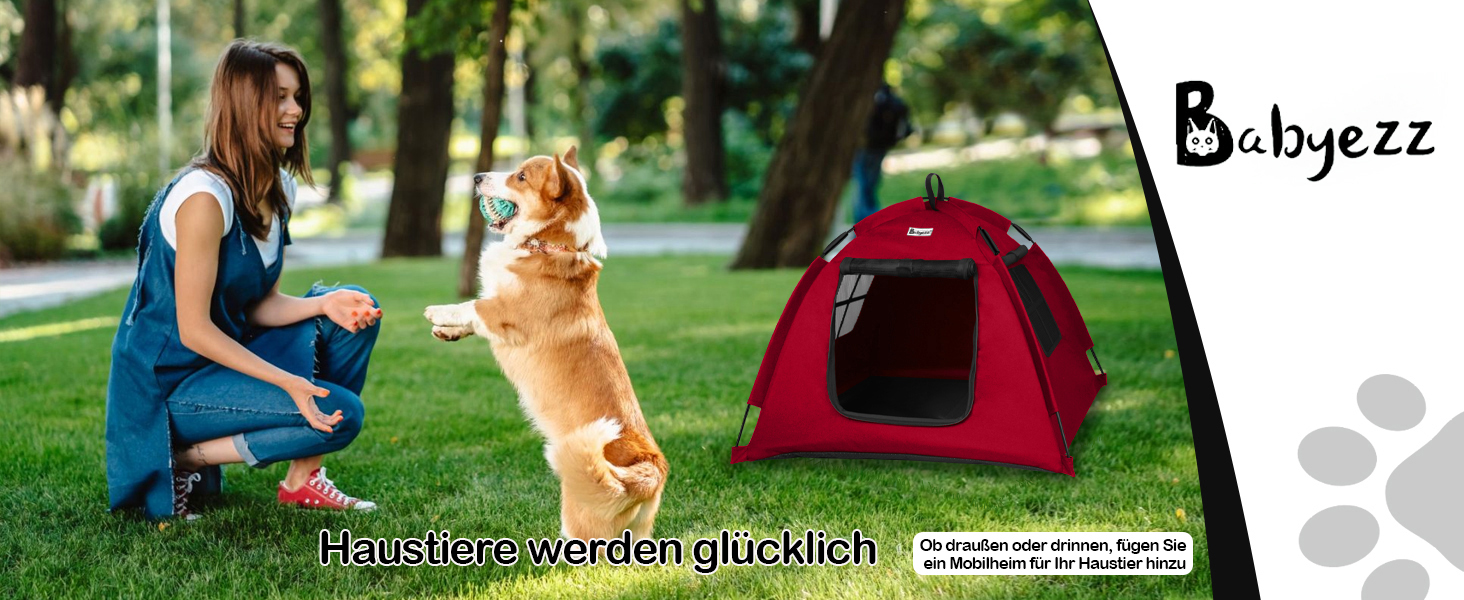 Зручне ліжко-будиночок для собак та котів Babyezz, Tipi, червоний, S