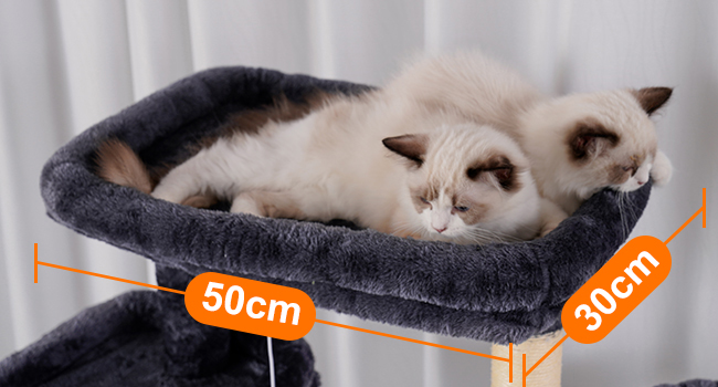 Кігтеточка Heybly 200см, димчасто-сіра, багатоярусна