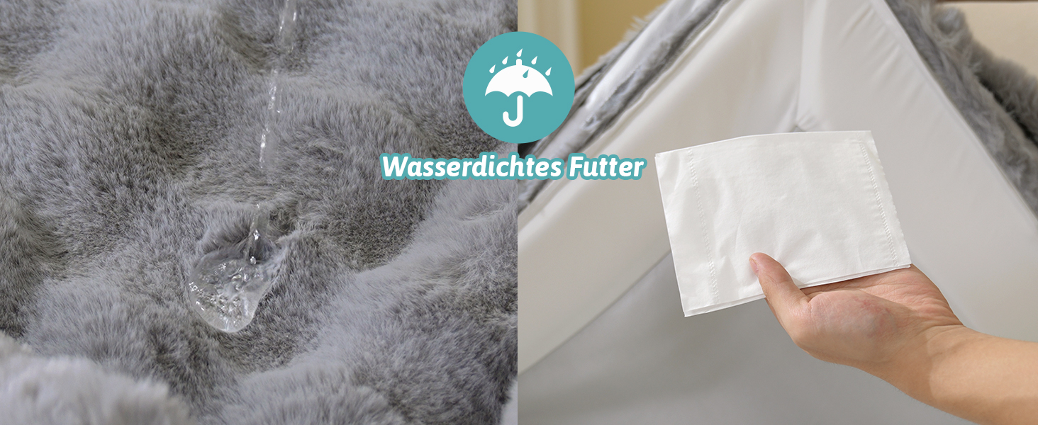 Ортопедичне ліжко для собак XL з штучного хутра, U-подібне, великі породи, водонепроникний чохол, антиковзаюче, м'яке, тепле, для прання