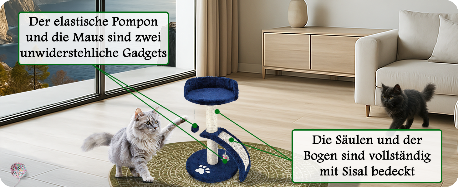 Дерев'яний кігтечка для котів Beltom® Kratzbaum, 54 см, блакитний