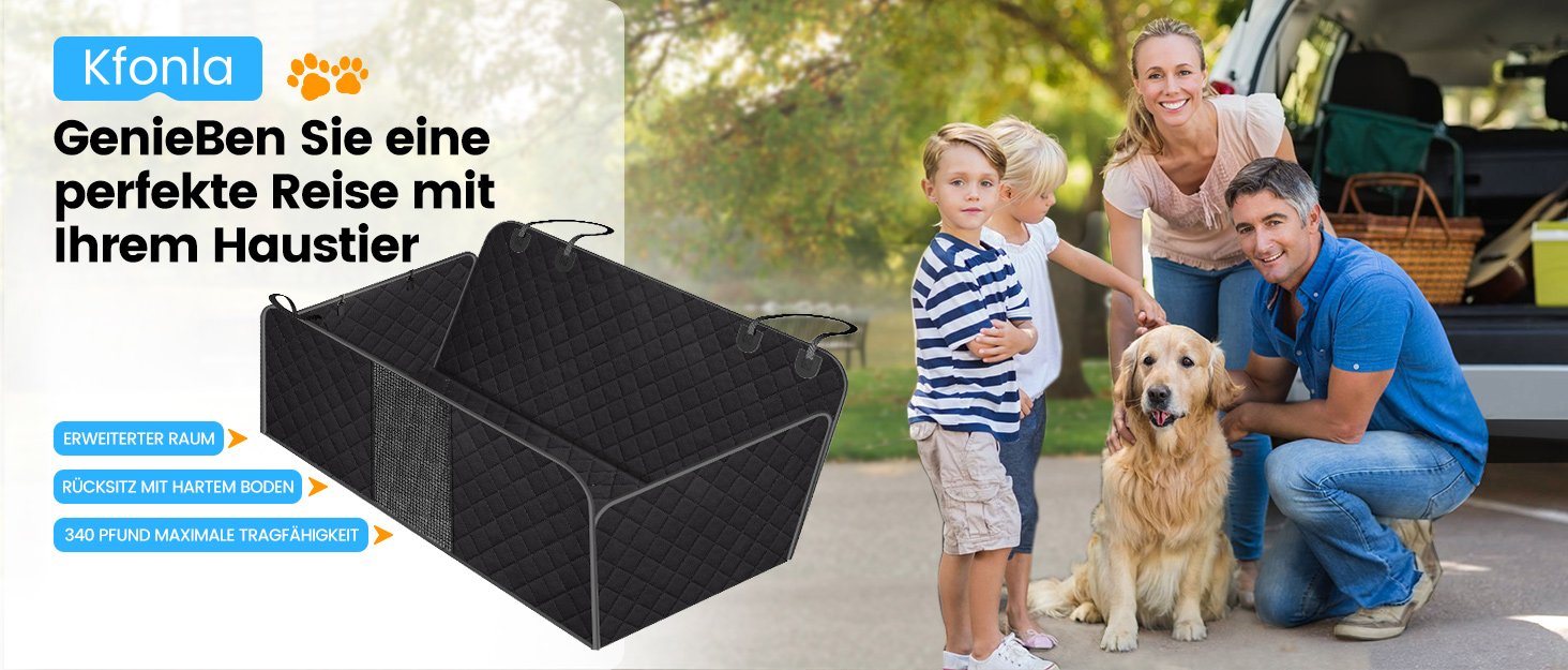 Захист для заднього сидіння авто для собак Kfonla: водовідштовхувальна підстилка з боковими бар'єрами та оглядовим вікном, універсальна, антицарапин, для захисту сидіння