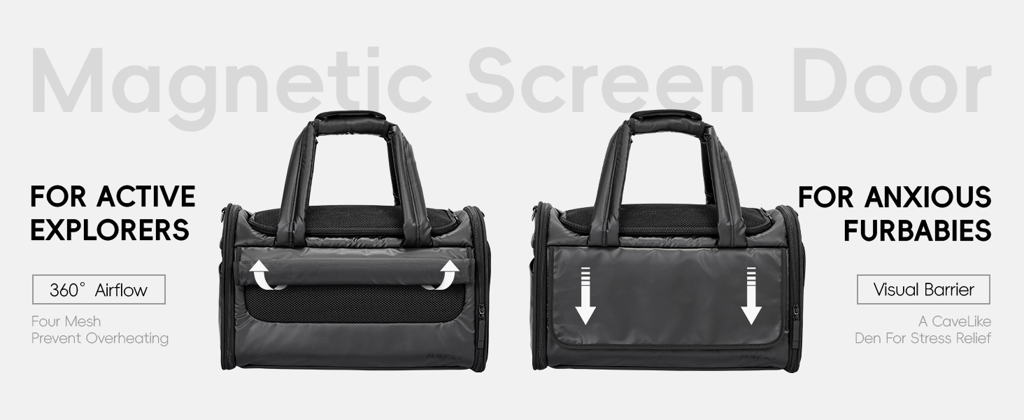 Транспортна переноска для кота/собаки 4 Pet, чорна, з сіткою та захистом, для подорожей літаком та авто