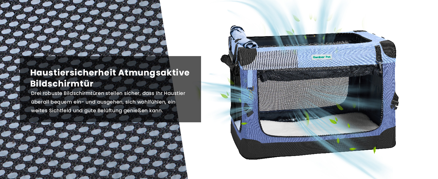 Складана переноска для собак та котів Gardner Pet Hundebox, 66x48x48 см, сіра. Підходить для тварин до 15 кг. З ручками та ковдрою.
