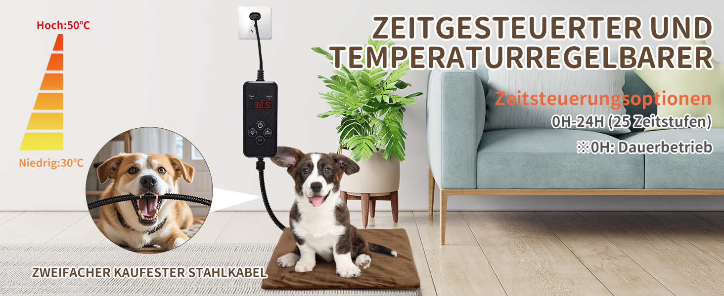 Килимок грілка для тварин NAMOTEK з регулюванням температури та таймером, вологостійкий, 70x40 см, коричневий