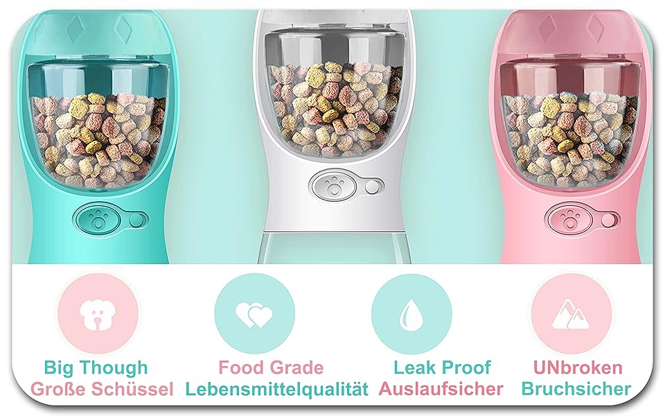 Набір з 2 шт. туристичних пляшок для собак з щіткою | Пляшка для собак 550 мл, вища якість, не протікає | Для подорожей