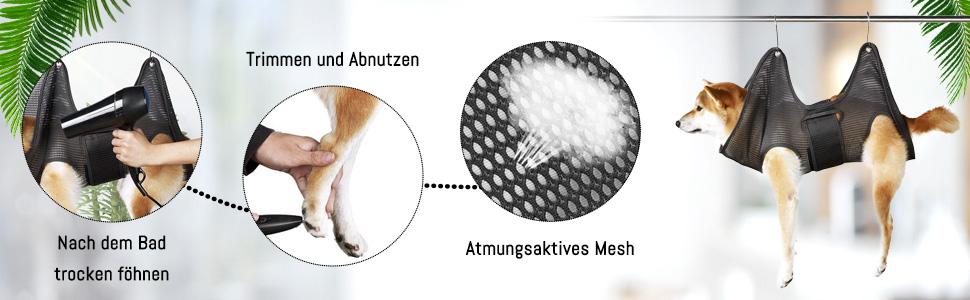 Гамак для грумінгу собак DONGKER, гамак для догляду за шерстю для собак і котів, дихаючий гамак для підстригання нігтів та грумінгу
