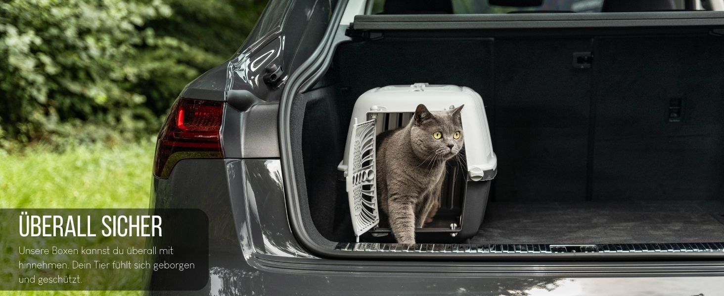 Транспортна переноска для собак Lionto, 55x36x36 см, сіра, для собак, котів та дрібних тварин до 15 кг, з ручкою та надійним замком