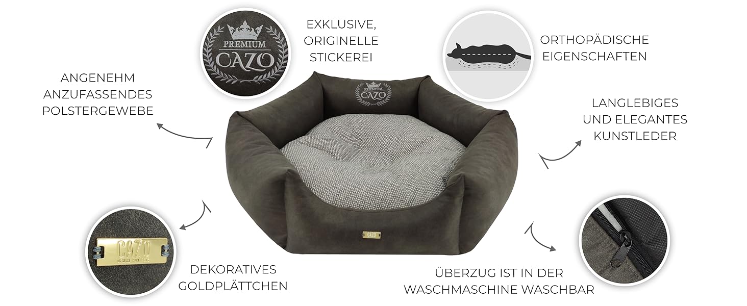 CAZO Преміум ліжко для собак та котів з пуховою наповнювачем, сіре, діаметр 70 см, розмір M, LPMG0204/A