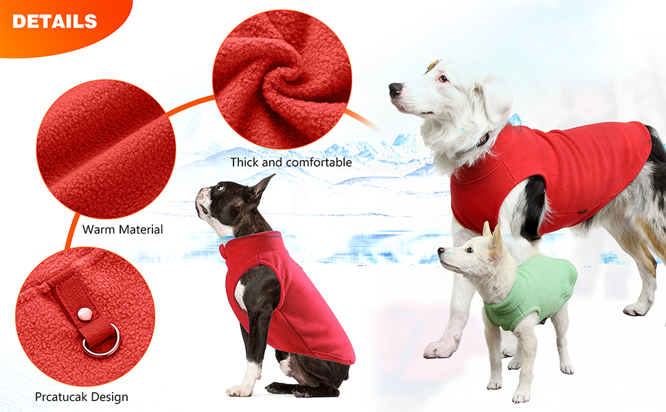 PETCUTE Теплий зимовий пуловер для собак, флісова жилетка для маленьких, середніх та великих собак, жилетка для собак з отвором для повірця, фіолетовий