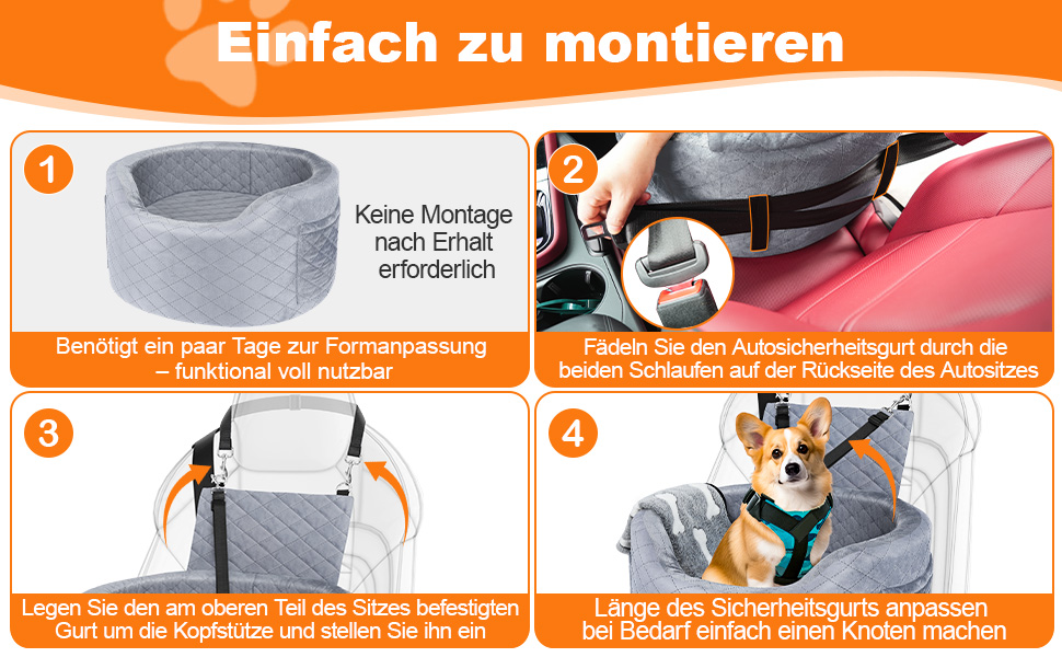 Автокрісло для собак - чорне автокрісло-бустер для маленьких собак з піною Memory Foam 28D, неслизька та вологостійка підкладка, переноска з кишенями для зберігання та ковдрою, сірий 02-Сірий