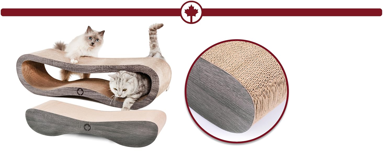 Кігтечка для котів CanadianCat Satellite 2.0 Lounge XXL | З гофрокартону з м'ятою | Колір: горіх | 76 x 24 x 24 см