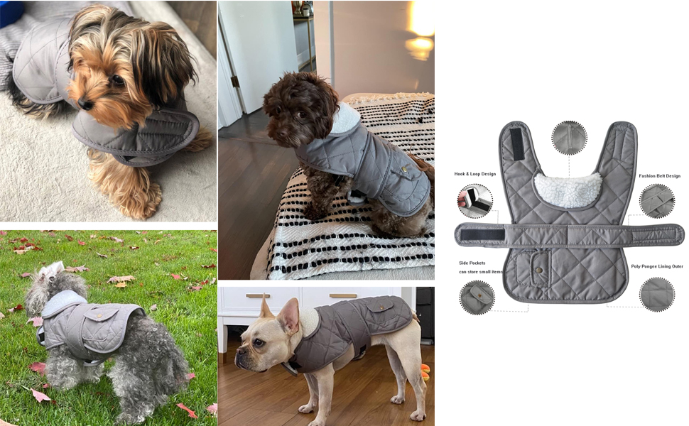 Флісовий теплий одяг для собак, зимова куртка, одяг для котів, сірий, M